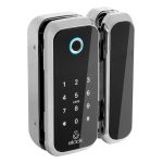 ELOCK CRYSTAL מנעול חכם לדלת זכוכית המשלב אפליקציה, טביעת אצבע, קוד אישי וצ׳יפ קירבה